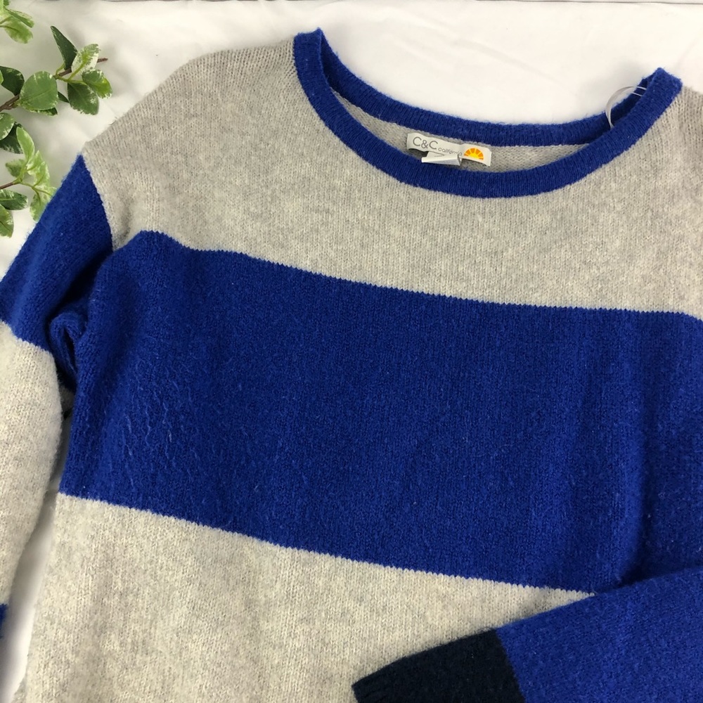 C&C California Blue and Gray Color Block Sweater - Picture 1 of 6